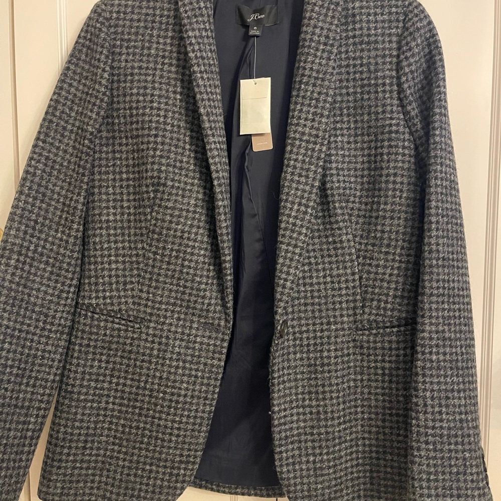 J. Crew Gray Houndstooth Blazer